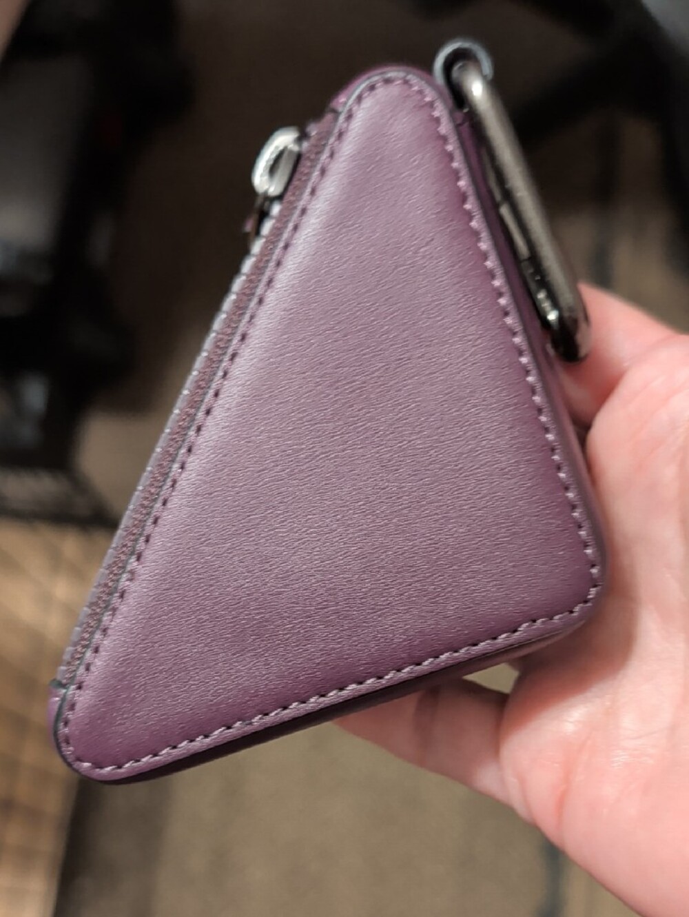 Coach Purple Triangle Leather Key Holder - Picture 3 of 16